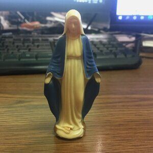 Vintage Plastic Virgin Mother Mary Figure 3.5 Inches Collectible Miniature